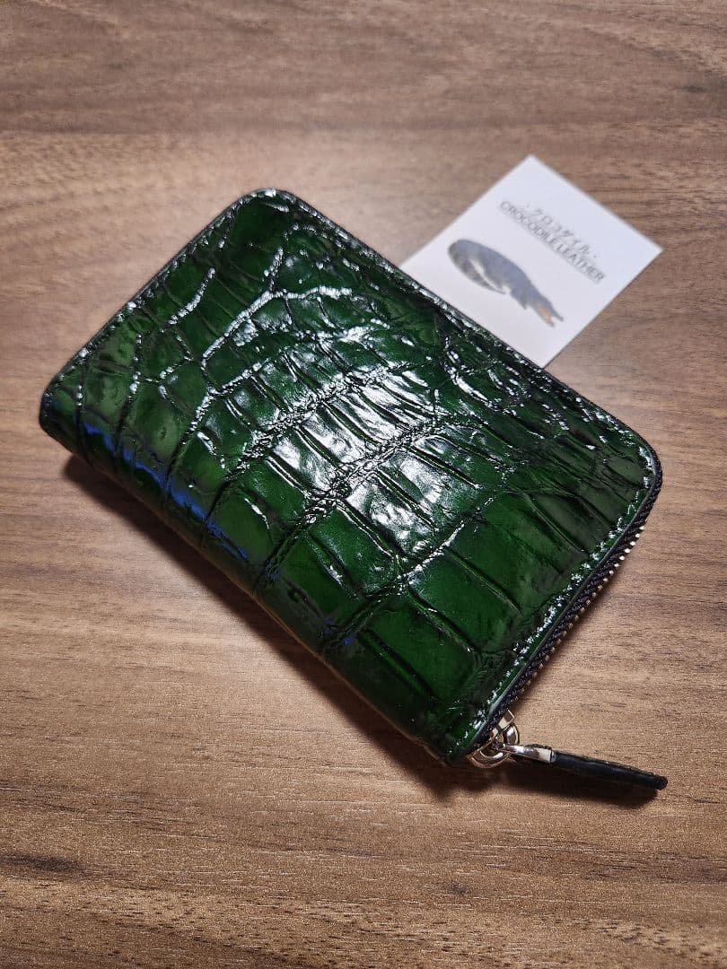 ブライトグリーン】 実物撮影 クロコダイル 名刺入れ カードケース