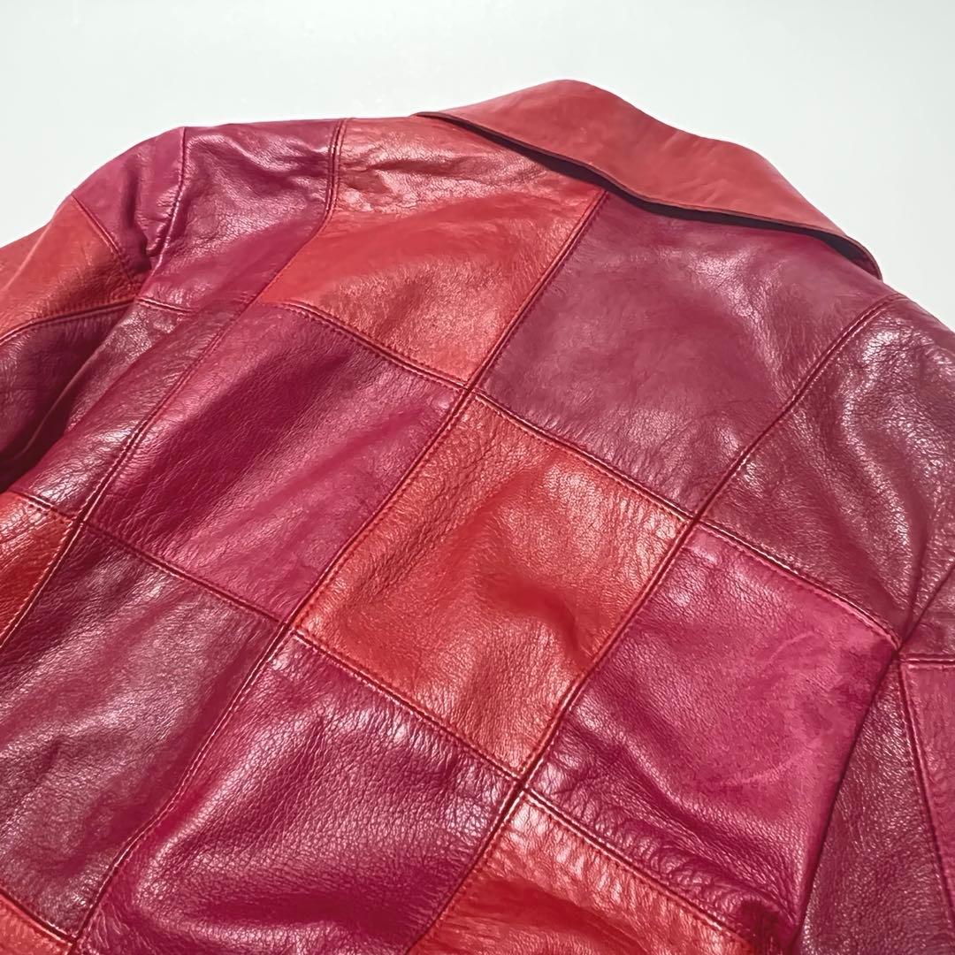 VIVIANTAM ビビアンタム 羊革 パッチワークレザージャケット 赤サイズ0