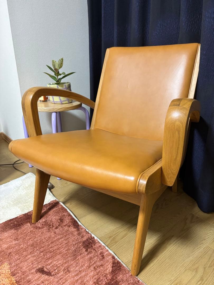 パーソナルソファ　1P 革張り オーク材 楽天市場】ソファ 1人掛け 本革 木 幅 69cm キャメル ブラウン レザー