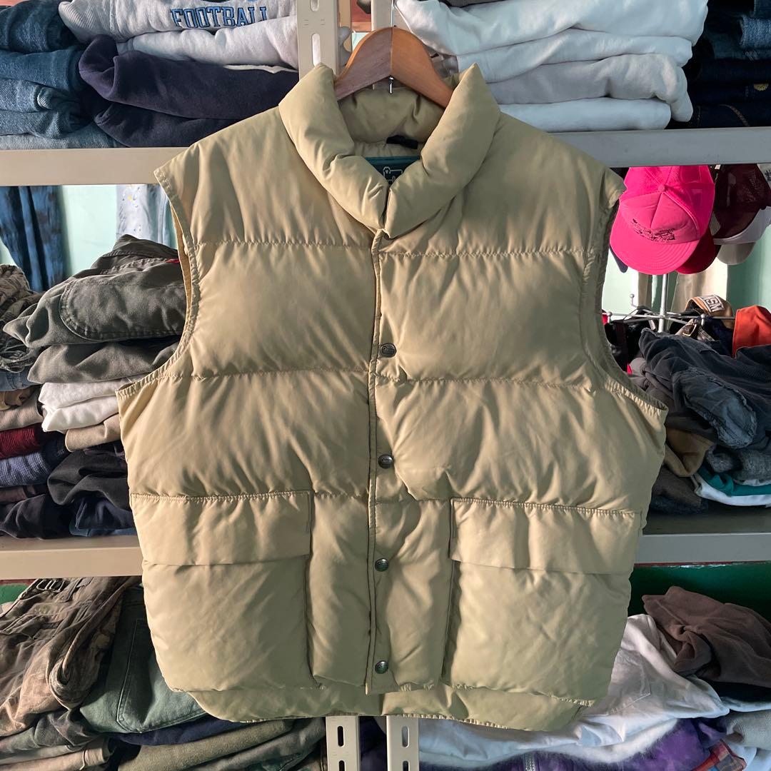 80s 90s woolrich ダウンベスト　アメリカ製　ベージュ 80s USA製 Woolrichウールリッチ 60/40 ダウンベスト タン XL