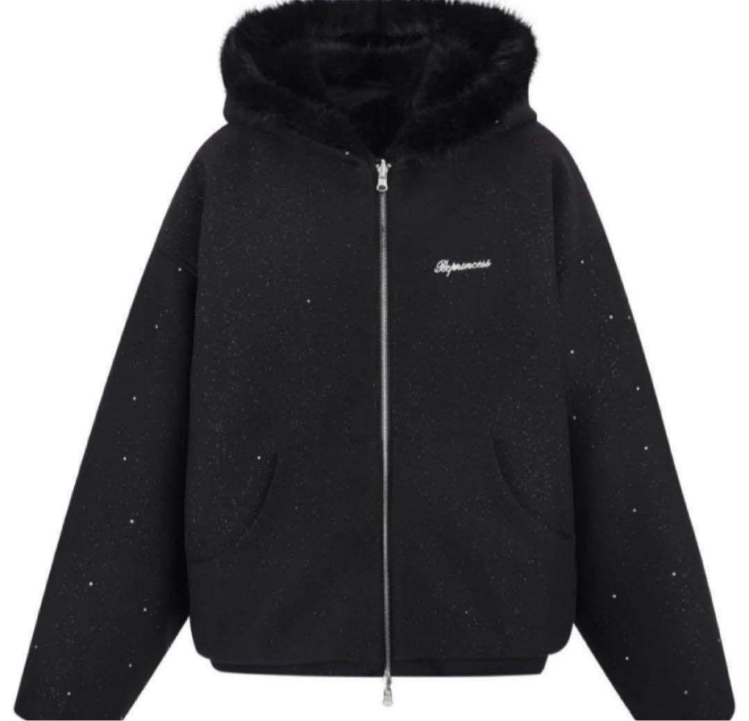 ジャケット・アウター ANDWANG Kirakira 2way fur zip up 新品andwang Kirakira 2way fur zip up black - メルカリ