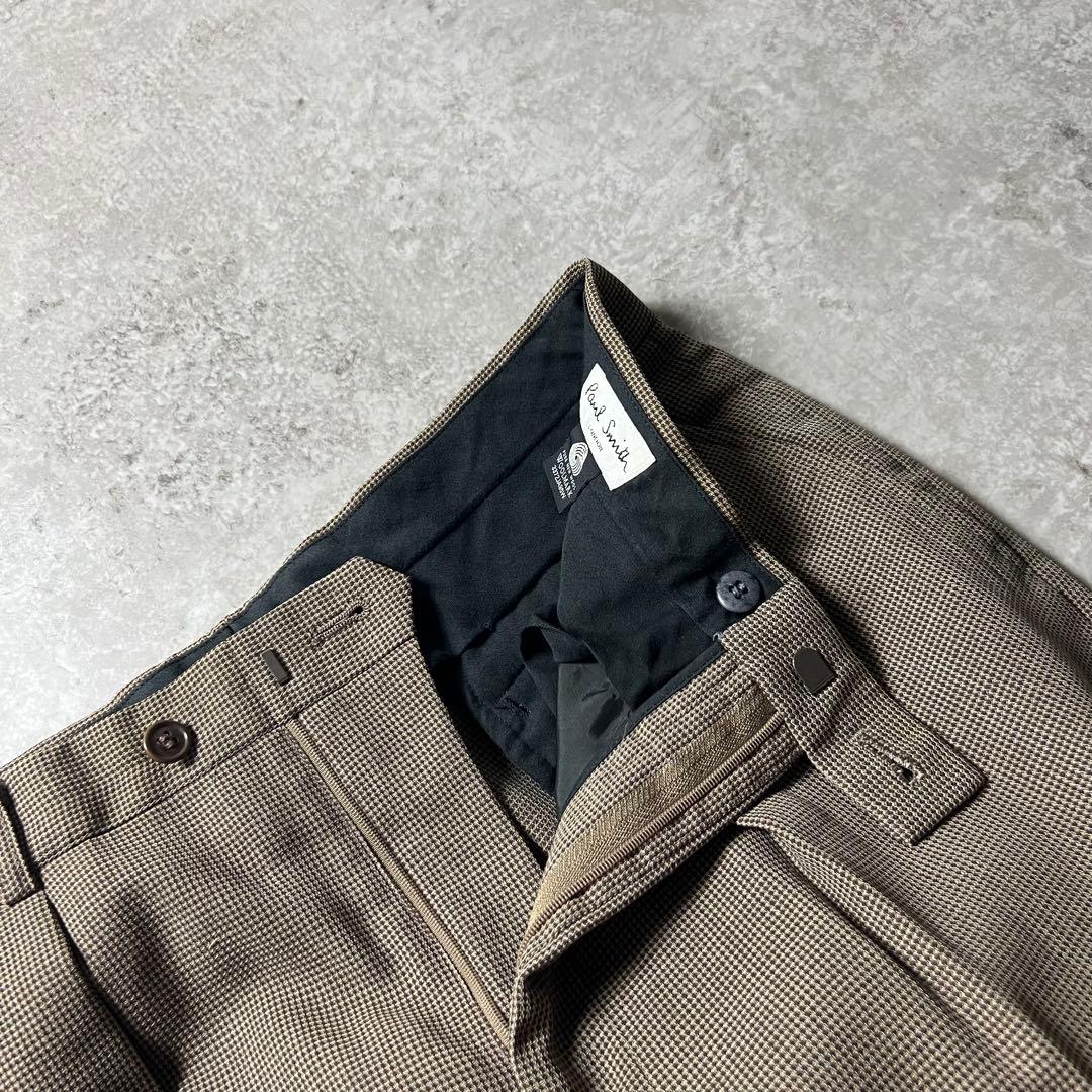 ポールスミス メンズ セットアップ スーツ ブラウン チェック柄 L