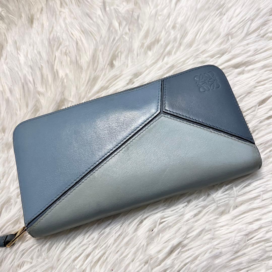 美品✨ ロエベ パズル ラウンドジップ アナグラム バイカラー ブルー