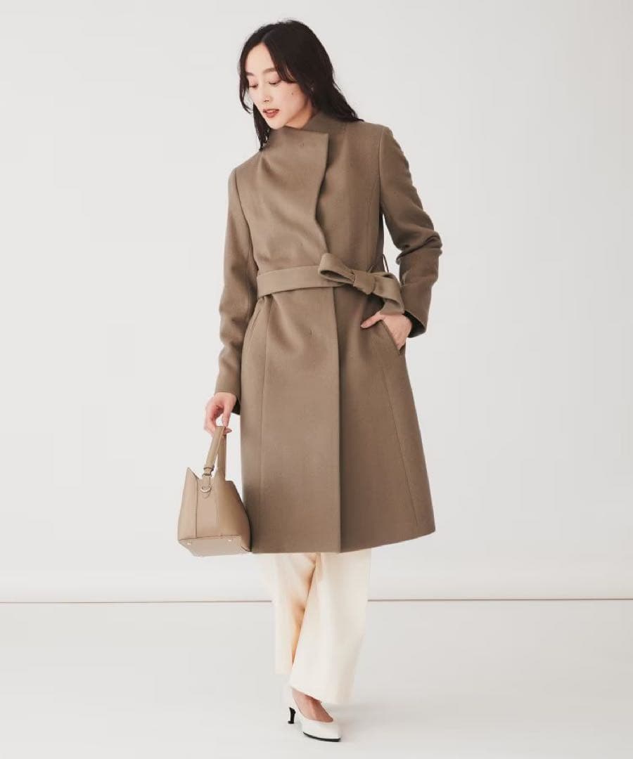 ツ～ちゃんサマー専用 2WAYスタンドカラーロングコート ベージュ S