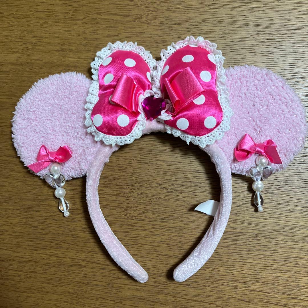 ディズニー カチューシャ ピンク リボン ミニー ドット 水玉