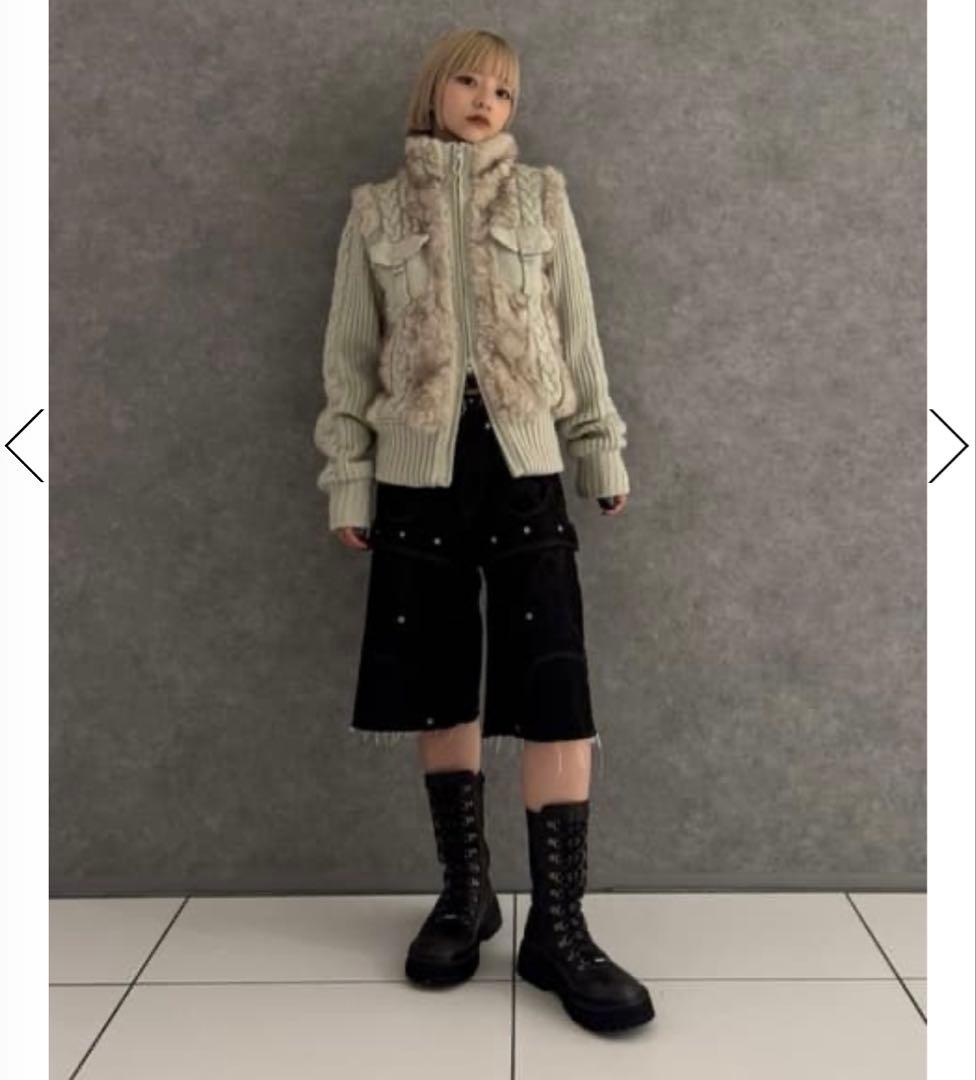 ラグアジェムLAGUA GEM CABLE KNIT FAUX FUR ブルゾン - メルカリ