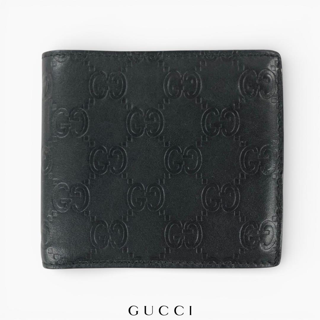 GUCCI グッチ レザー 二つ折り財布 146223 0416 メンズ GUCCI(グッチ) / 2つ折り財布/レザー/BEG/総柄/メンズ/146223 0416
