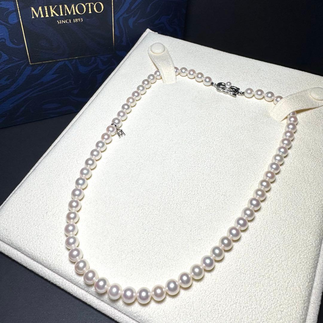 ミキモト 現行クラスプ Mチャーム あこや真珠 パール ネックレス 7mm