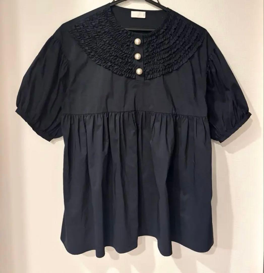 最終値下げ】ソーノsono ちびフリルブラウス 半袖 ネイビー - メルカリ