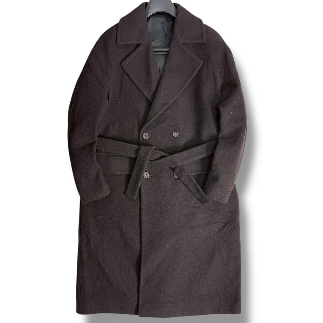 J7112美品 イーヴォ ブリンディジダブルベルテッドコート ダーク