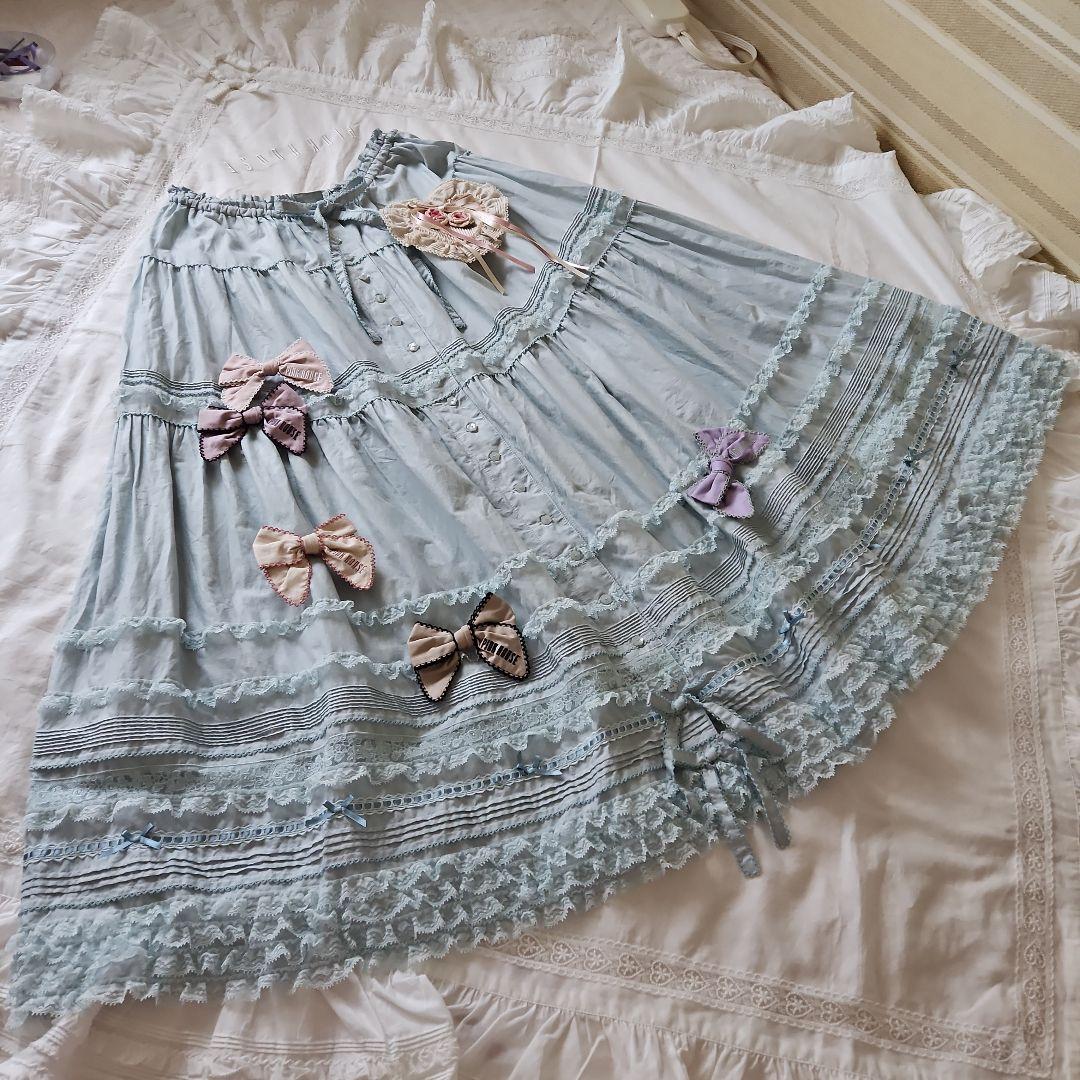 ☆ピンクハウス☆❤️繊細なレースピコフリルが豪華なスカート✨綿
