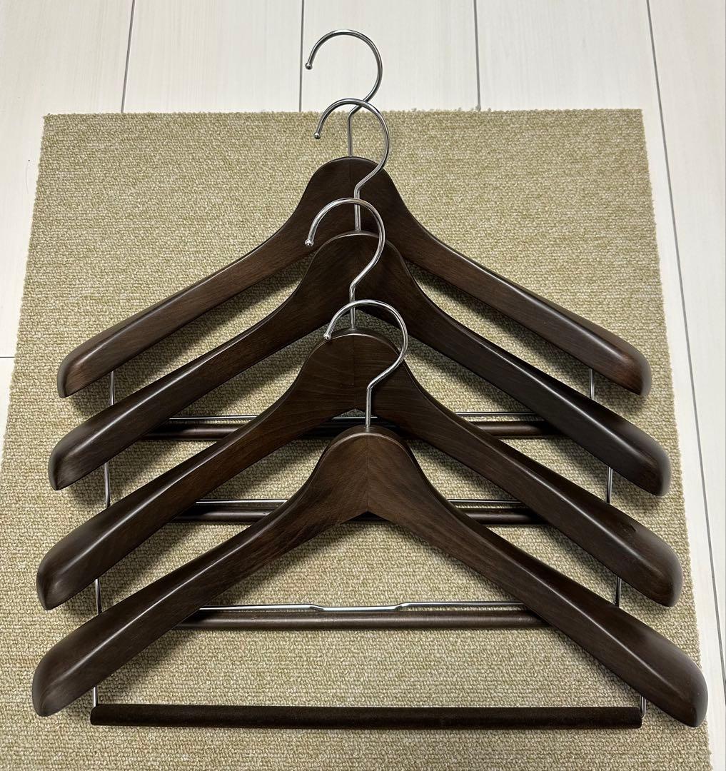 木製スーツハンガー 4本セット ダークブラウン　ナカタハンガー NAKATA HANGER（ナカタハンガー） SET-11/スラックスハンガー 5本組