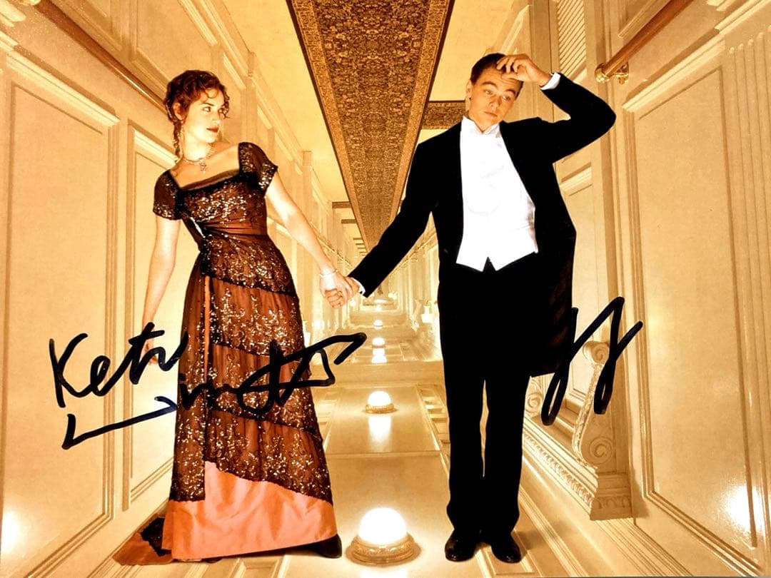 レオナルド・ディカプリオとケイト・ウィンスレット直筆サイン入り大型写真 レオナルド・ディカプリオとケイト・ウィンスレット直筆サイン入り2L