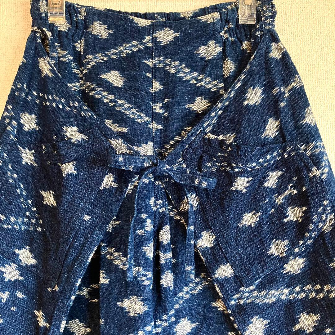 sorairo様専用☆うさとの服 藍染風・ヘンプ混 イカパンツ／巻き