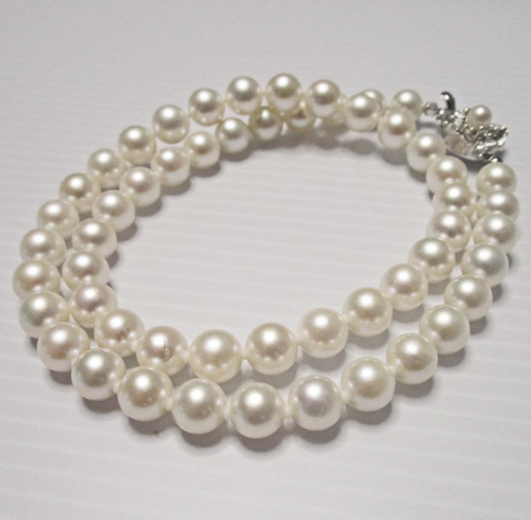 セール☆極美品☆大珠あこや本真珠ネックレス 7.5-8ミリ 照りあり