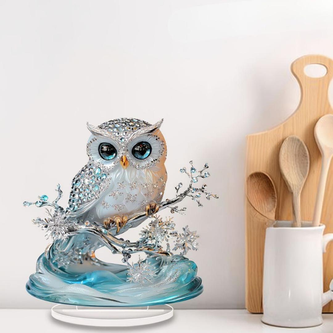 フクロウの置物 クリスタル アクリルスタンド 幸運 開運 飾り スタンド