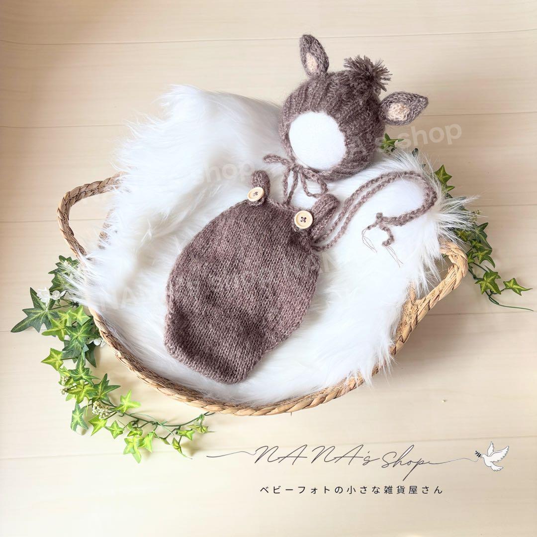 白♪馬帽子&ニューボーンフォト撮影衣装 午年 ウマボンネット 月齢