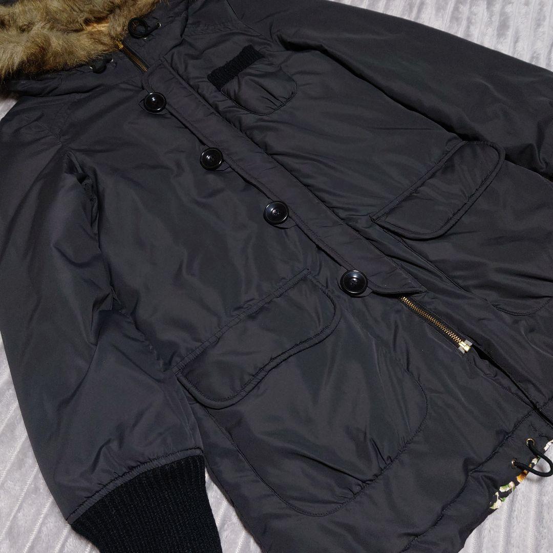 SUPER HAKKA/スーパーハッカ ダウンジャケット リバーシブル 花柄 黒