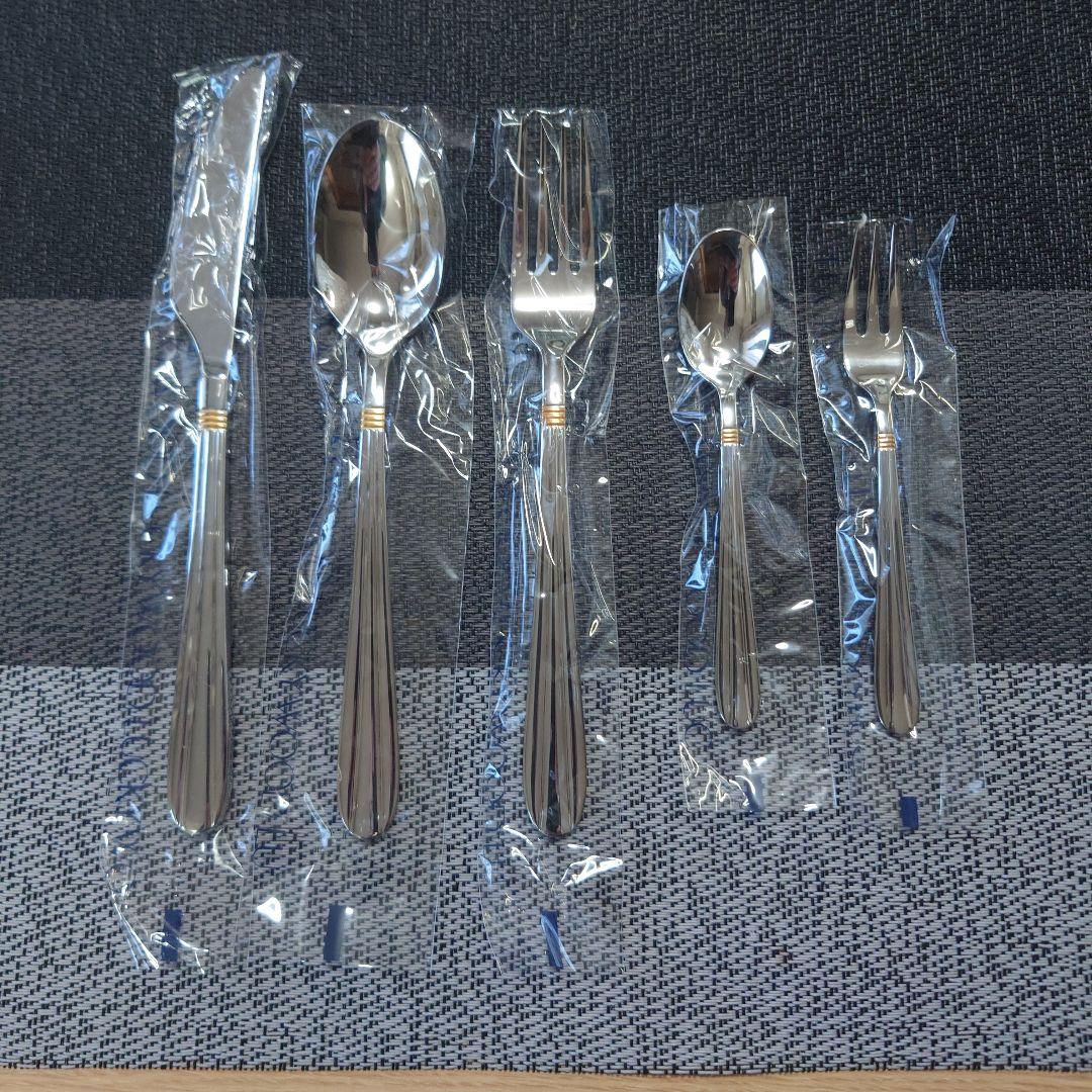 M⑩ラッキーウッド サントラル金彩 カトラリーセット（25本:5種✕5本）