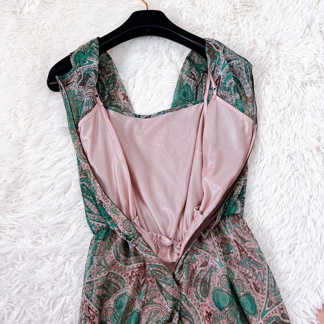 ANAYI 楊柳ペイズリー柄オールインワン 34サイズ 美品 グリーン系 完売