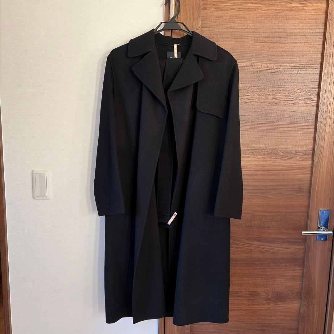 セオリー カシミヤ混 ベルテッド ダブルフェイス コート P ブラック