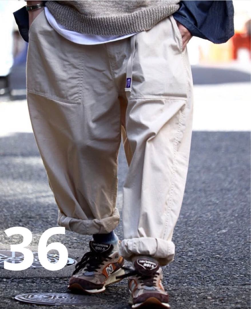 ノースフェイスパープルレーベルリップストップワイドクロップドパンツ36