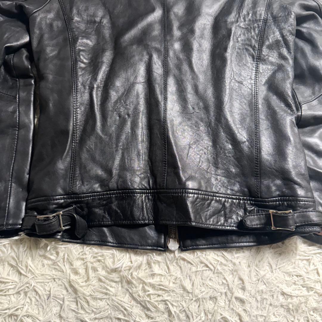 ナノユニバース シングルライダース ラムレザー 黒 赤 キルティング