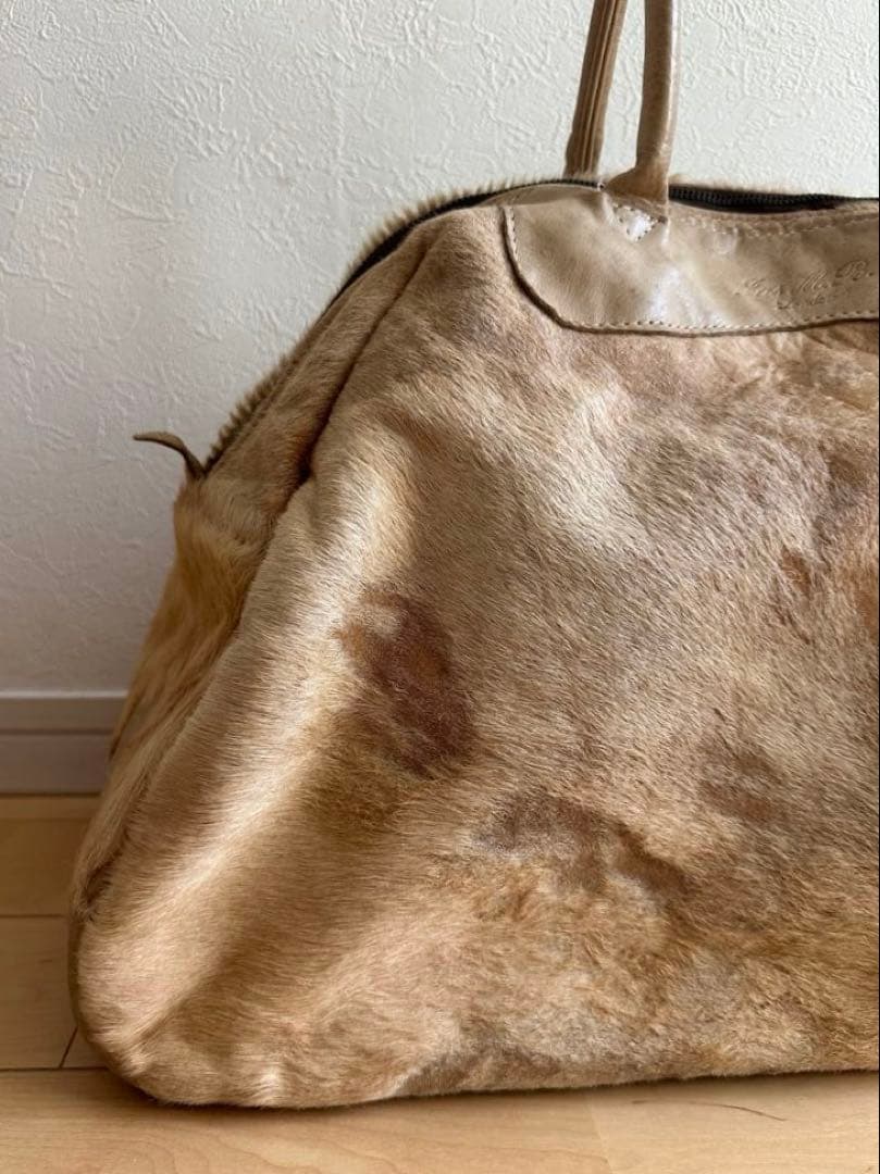 Jas-M.B. ハラコ/レザー ボストンバッグ