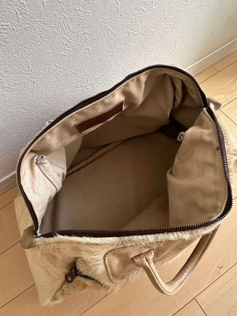 Jas-M.B. ハラコ/レザー ボストンバッグ