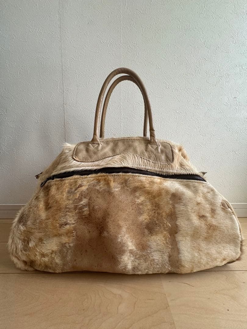 Jas-M.B. ハラコ/レザー ボストンバッグ