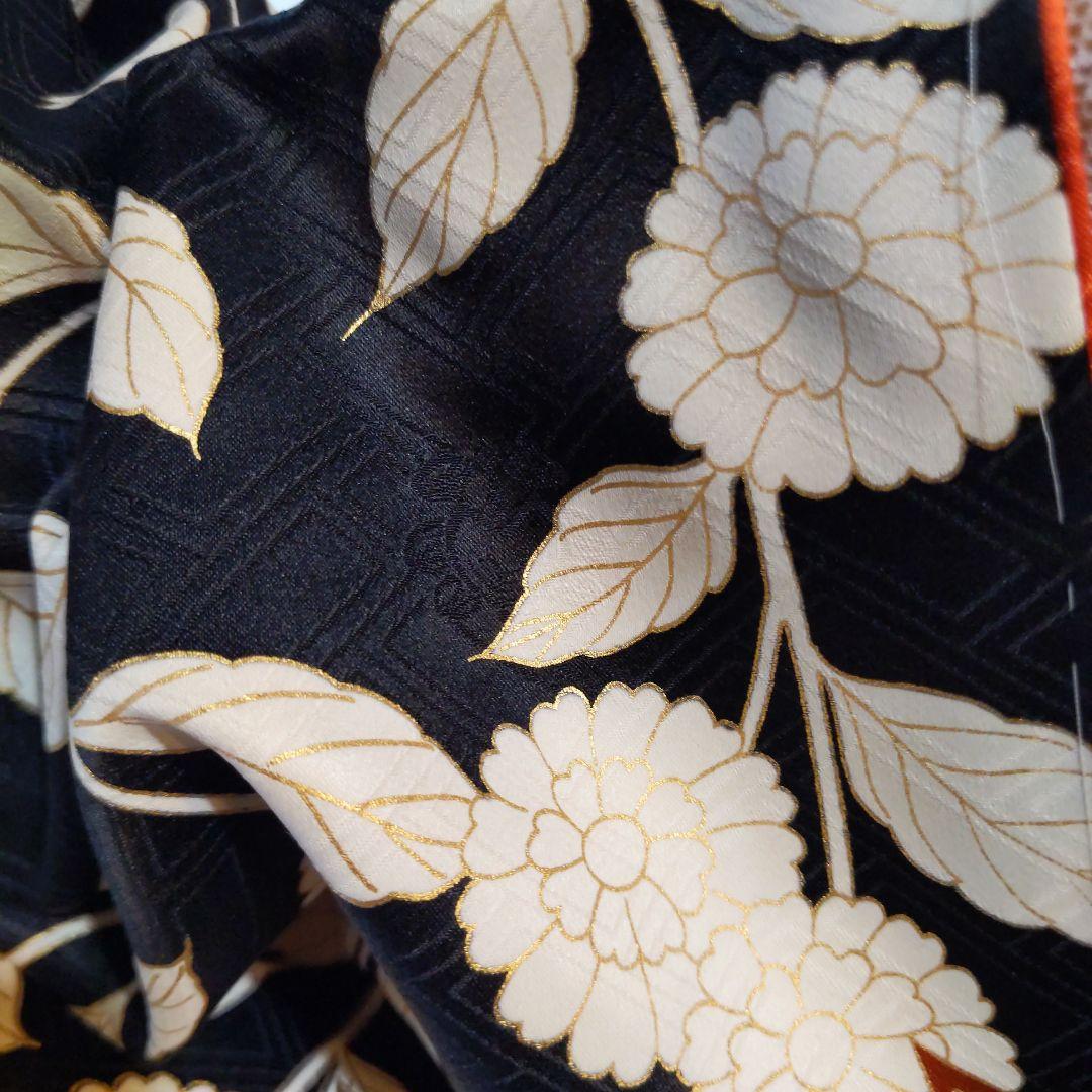 409黒しつけ付 束熨斗 落款 正絹8点振袖フルセット成人卒業結婚式