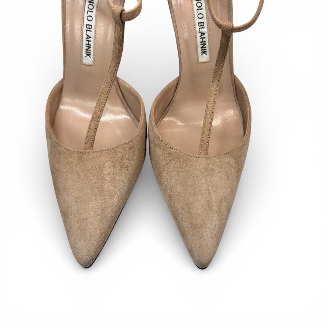 新品級 マノロブラニク ベージュ ストラップパンプス 36.5 23.5cm