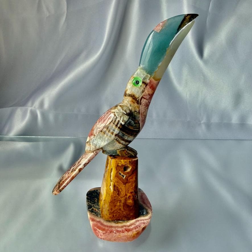 インカローズ ロードクロサイト 天然石 パワーストーン 鉱物 鳥 置物