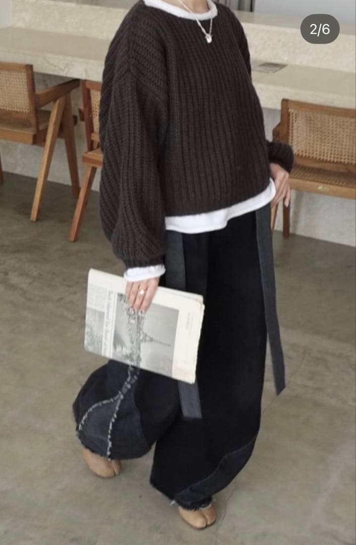 【完売品】Knuth Marf ツーバックルパッチワークデニム 黒　ユニセックス 美品 Knuth Marf ツーバックルパッチワークデニム 黒 ユニセックス