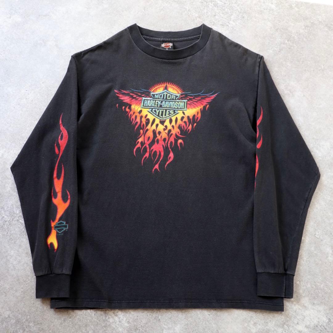 90s ハーレーダビッドソン フレイム ファイヤー ロンT 長袖 ヴィンテージ Harley Davidson（ハーレー・ダビッドソン） 90s VINTAGE FLAMES L/S