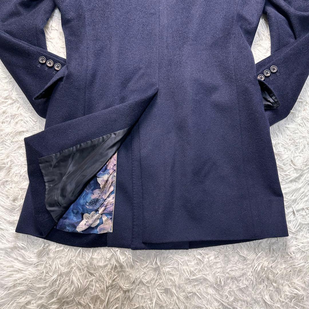 専用 未使用級 ポールスミス カシミヤ×ミンク混 薔薇柄 ステンカラー