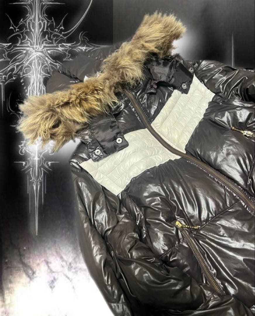 00s Y2K グランジ ファーダウンジャケット 短丈 お兄系 平成 - ファー