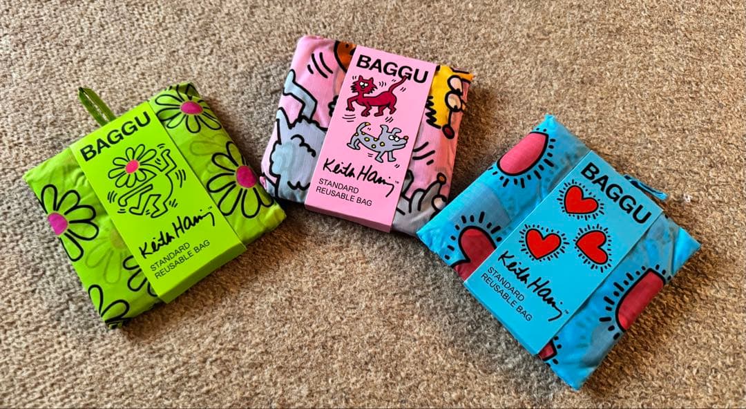 新品未使用BAGGUエコバッグ:キースヘリングKeith Haring 27416e231d08506697443eb7d6ee41