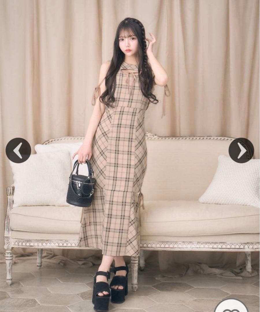 ミシェルマカロン バイアスチェックマーメイドワンピース - メルカリ