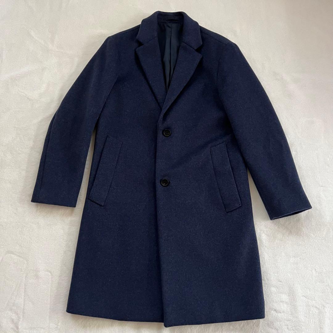 EDIFICE SUPER140s ビーバーチェスターコート ネイビー S - メルカリ