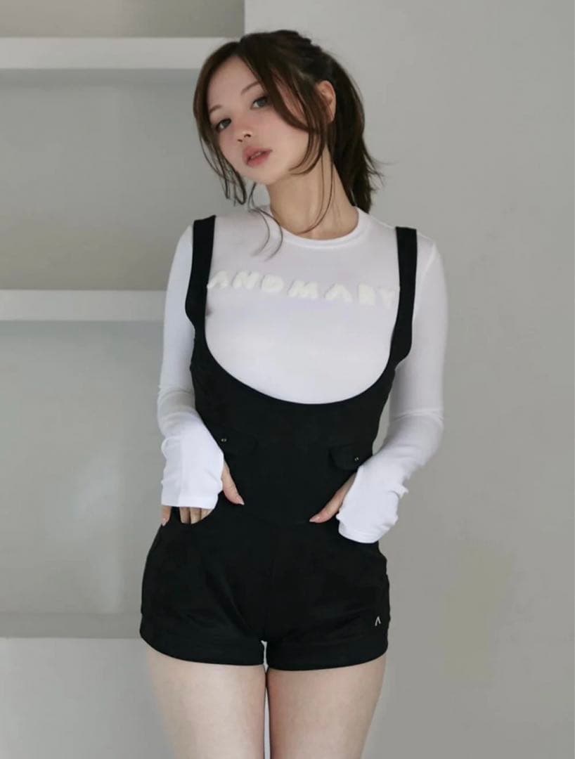 【即日発送可】andmary Mary logo tops white ANDMARY】Mary logo knit tops