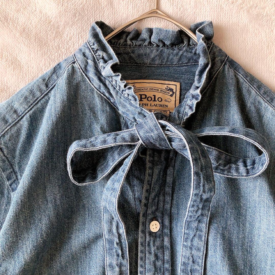 希少サイズ】Polo Ralph Lauren デニムシャツ ボウタイ