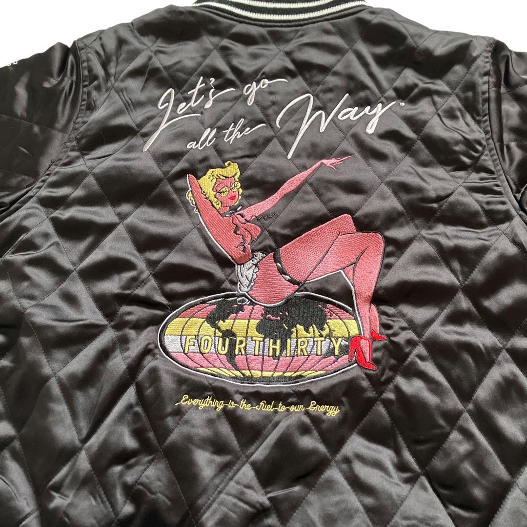 未使用 FOUR TWENTY 別珍スカジャン 豪華刺繍ブラックベロアジャケット
