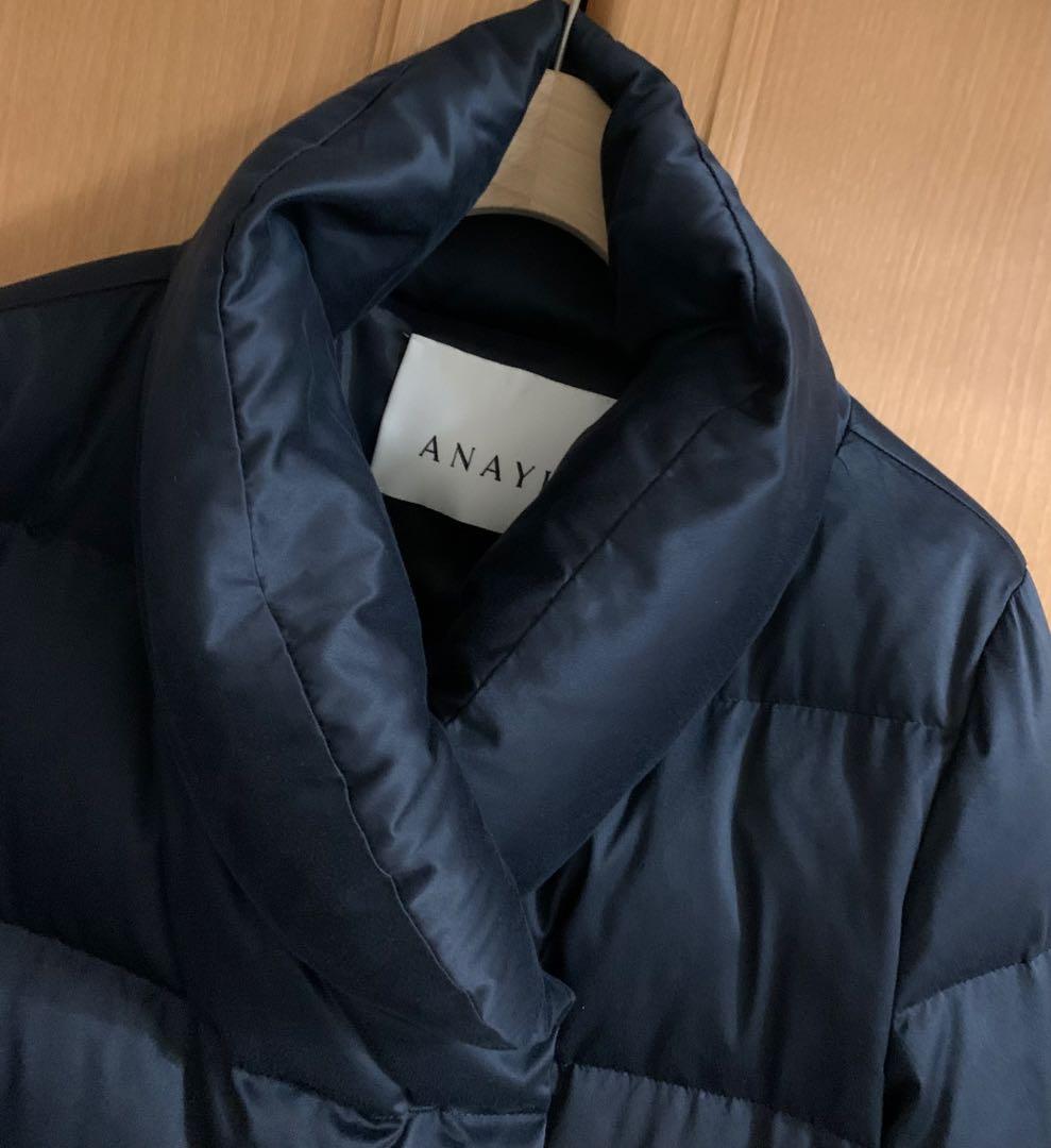 ANAYI アナイ サテンピーチショートダウンコート ネイビー 38 - メルカリ
