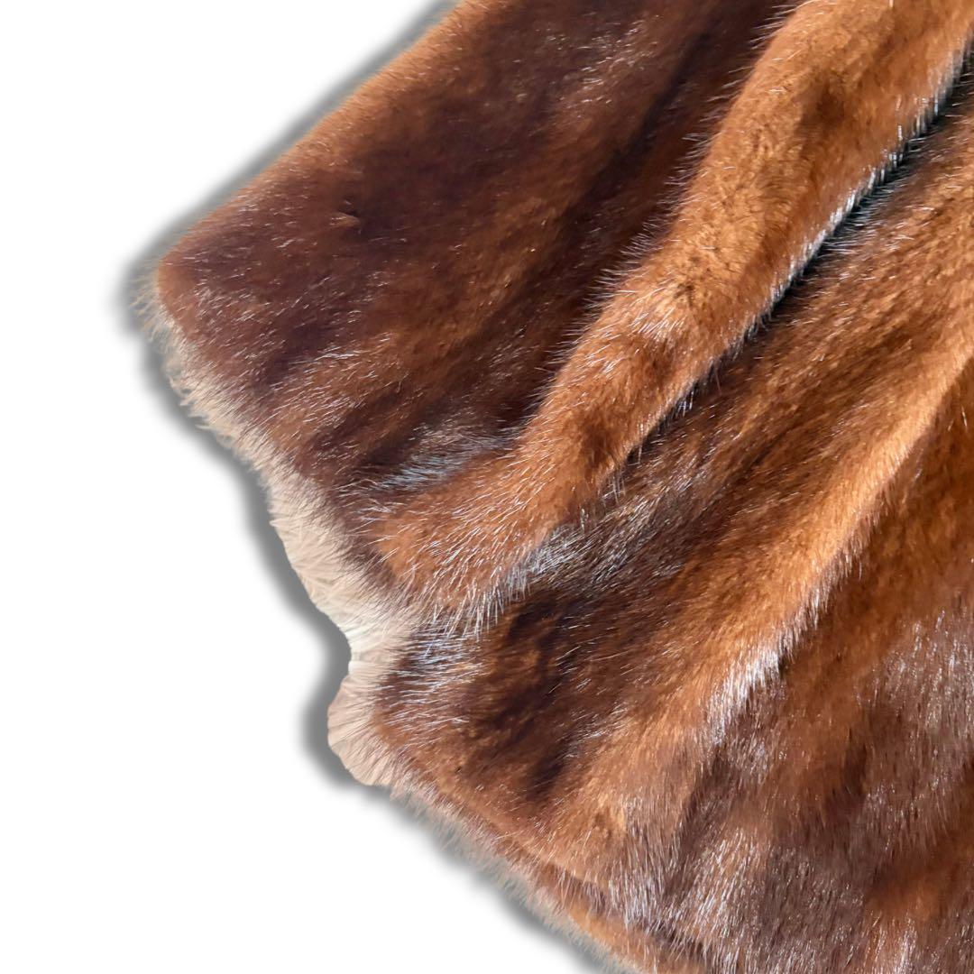 美品/艶良】デミバフミンク リアルファーコート ハーフ丈 本毛皮 貂