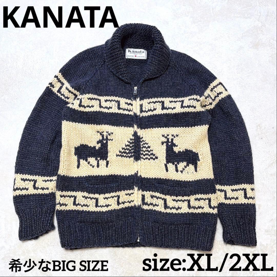 KANATA 鹿柄 カウチンセーター 希少なビッグサイズ XL/2XL ネイビー KANATA（カナタ） 