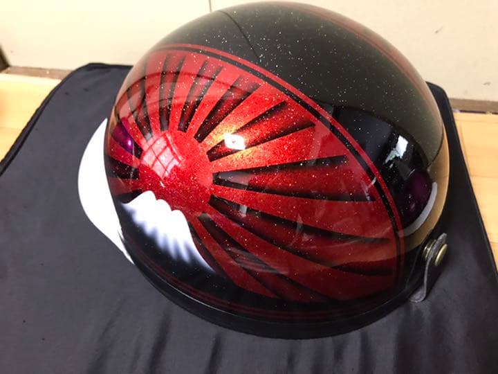 7色ラメ 黒赤 富士日章 コルク半 ヘルメット 暴走族 旧車會 ゼファー