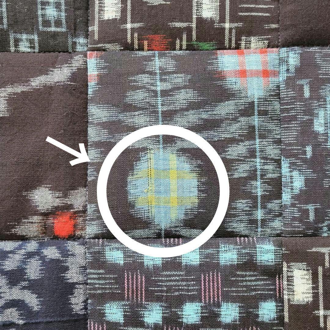 四角つなぎのパッチワークマット もめん古布/かすり絣 - メルカリ