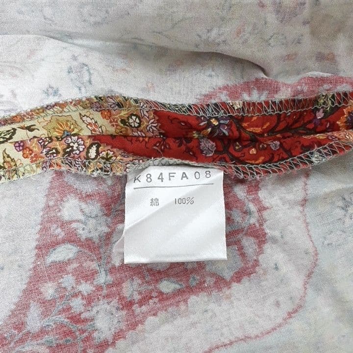 カネコイサオ くるみボタン シャツ ワンピース 花柄 ペイズリー