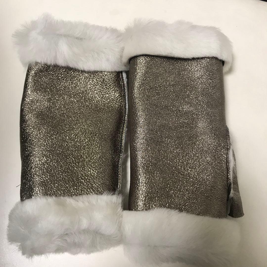 ALPO ムートン レザー イタリア製 指ぬき 指なし グローブ 手袋 未使用